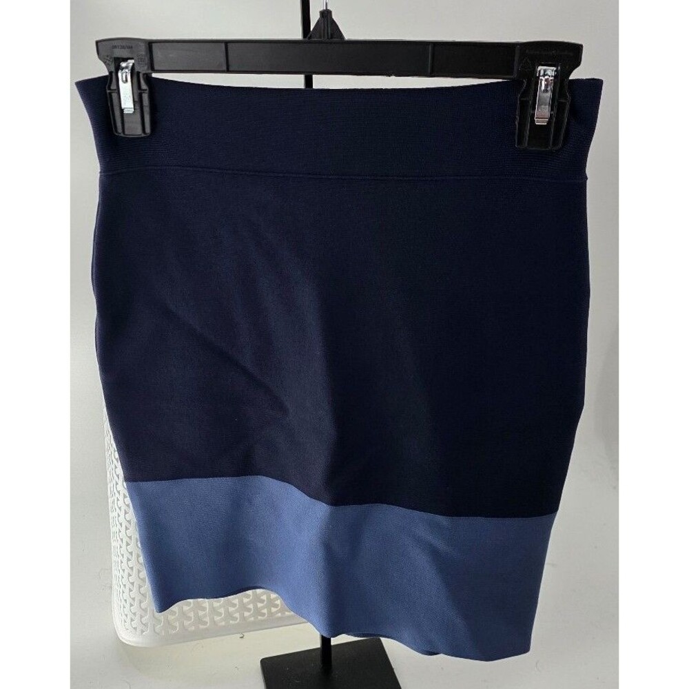 BCBGMaxAzria Joelle Pencil Skirt Blue Fitted Elastic Bandage Colorblock